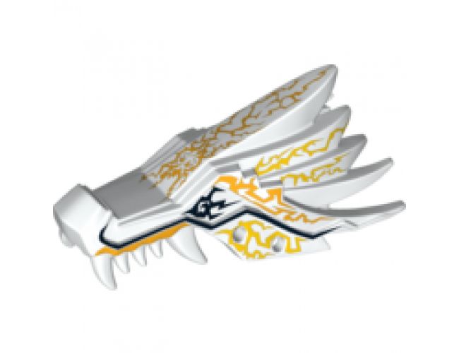 Animal, Body Part Dragon Head (Ninjago) Upper Jaw with Yellow Lightning Spirit Pattern