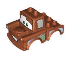 Duplo, Vehicle Car Body 2 Top Studs Truck with Cars Tow Mater Black Window Outline Pattern