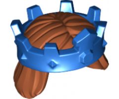Minifigure, Hair Mid-Length, Straight with Blue Crown Pattern