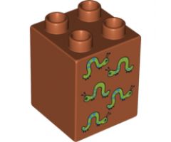 Duplo, Brick 2 x 2 x 2 with Five Worms Pattern