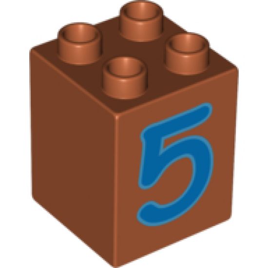 Duplo, Brick 2 x 2 x 2 with Number 5 Blue Pattern