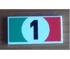 Tile 2 x 4 with '1' in Italian Flag Pattern (Sticker) - Set 8679