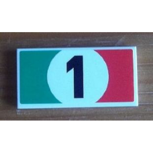 Tile 2 x 4 with '1' in Italian Flag Pattern (Sticker) - Set 8679
