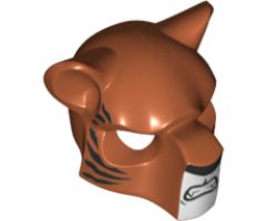 Minifigure, Headgear Mask Feline with Black Nose, Large Tiger Stripes and Fangs Pattern