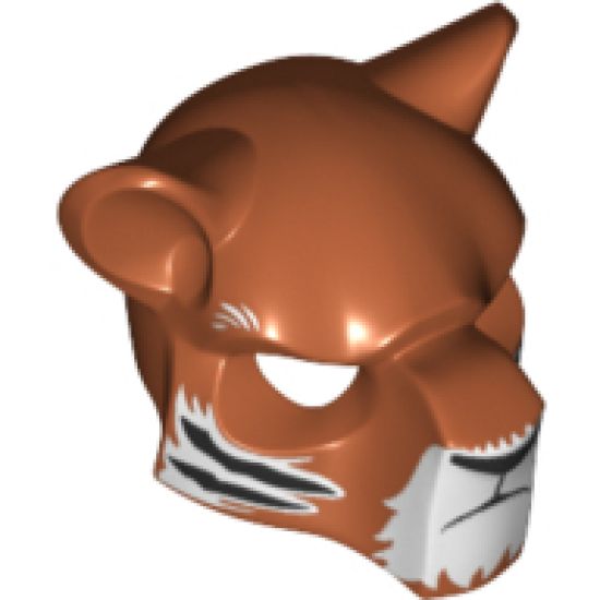 Minifigure, Headgear Mask Feline with Black Nose, Eyebrows and Tiger Stripes Pattern