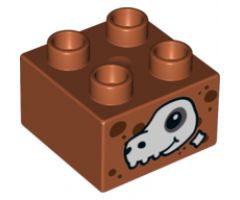 Duplo, Brick 2 x 2 with Dinosaur Skull Pattern