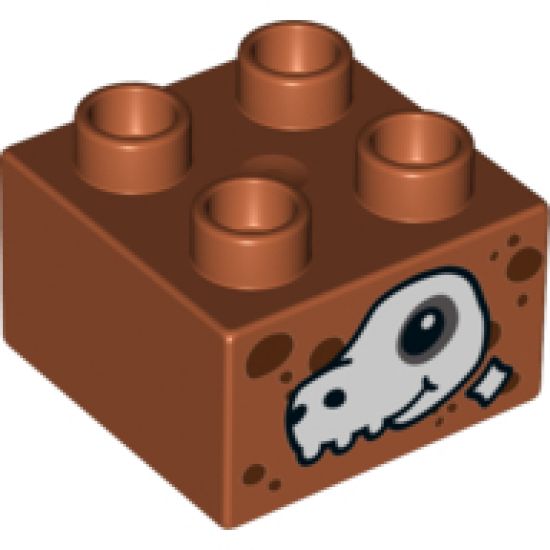 Duplo, Brick 2 x 2 with Dinosaur Skull Pattern