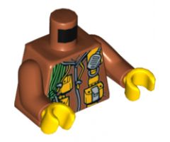 Torso Jacket with Bright Light Orange Pouches, Silver Radio and Bright Green Rope Pattern / Dark Orange Arms / Yellow Hands