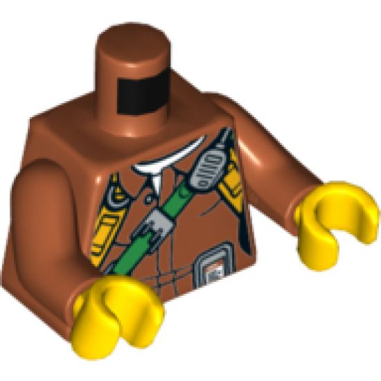 Torso Jacket with Orange Belts, Green Strap and Bottle on Back Pattern / Dark Orange Arms / Yellow Hands