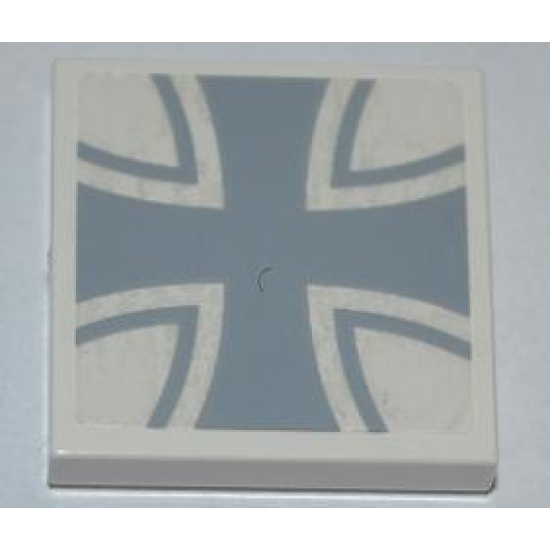 Tile 2 x 2 with Iron Cross Pattern (Sticker) - Set 7198