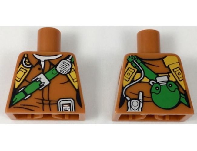 Torso Jacket with Orange Belts, Green Strap and Bottle on Back Pattern