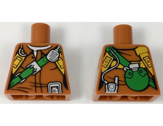 Torso Jacket with Orange Belts, Green Strap and Bottle on Back Pattern