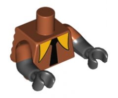 Torso, Modified Short with Ridged Armor with Long Orange Collar, Black Tie Pattern / Black Arms with Dark Orange Short Sleeves Pattern / Black Hands