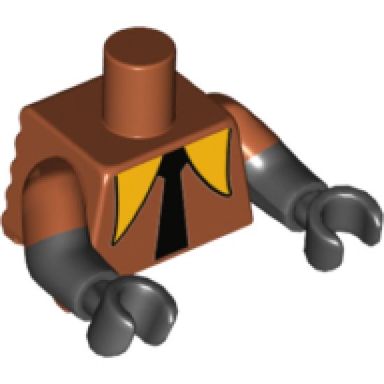 Torso, Modified Short with Ridged Armor with Long Orange Collar, Black Tie Pattern / Black Arms with Dark Orange Short Sleeves Pattern / Black Hands