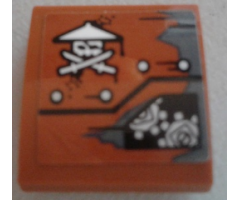 Slope, Curved 2 x 2 with Ninja Skull with Crossed Swords, Rivets and Gears Pattern Model Right Side (Sticker) - Set 70603