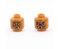 Minifigure, Head Dual Sided Alien Snake with Black Wavy Lines, 2 Red Eyes and 2 White Fangs, Narrow Eyes / Wide Eyes, Open Mouth Pattern - Hollow Stud