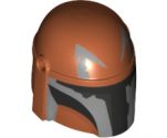 Minifigure, Headgear Helmet with Holes, SW Mandalorian with Silver and Black Pattern