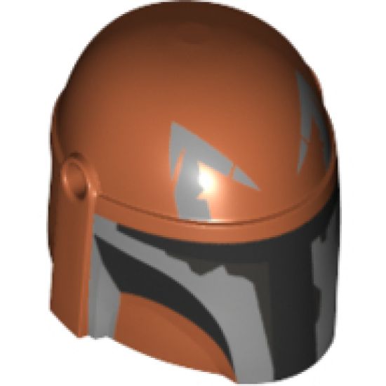 Minifigure, Headgear Helmet with Holes, SW Mandalorian with Silver and Black Pattern