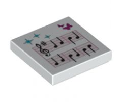 Tile 2 x 2 with Music Notes and Butterflies Pattern