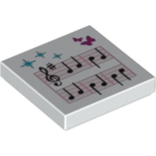 Tile 2 x 2 with Music Notes and Butterflies Pattern