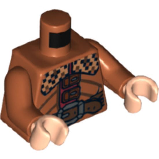 Torso LotR Checkered Collar, Clasps and Belt with Silver Buckle Pattern / Dark Orange Arms / Light Nougat Hands