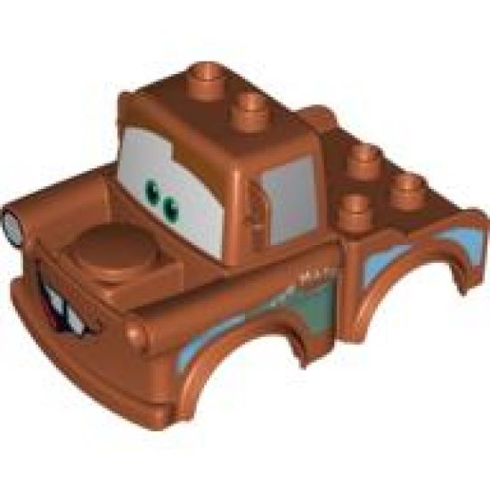 Duplo, Vehicle Car Body 2 Top Studs Truck with Cars Tow Mater Red Tongue Pattern