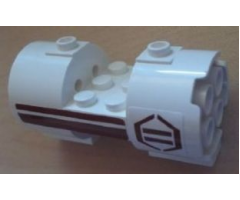 Cylinder 3 x 6 x 2 2/3 Horizontal - Square Connections with Dark Red Stripes and Hexagon Pattern Left (Stickers) - Set 8085