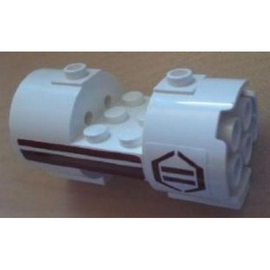 Cylinder 3 x 6 x 2 2/3 Horizontal - Square Connections with Dark Red Stripes and Hexagon Pattern Left (Stickers) - Set 8085