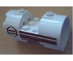 Cylinder 3 x 6 x 2 2/3 Horizontal - Square Connections with Dark Red Stripes and Hexagon Pattern Right (Stickers) - Set 8085