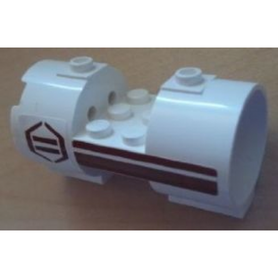 Cylinder 3 x 6 x 2 2/3 Horizontal - Square Connections with Dark Red Stripes and Hexagon Pattern Right (Stickers) - Set 8085