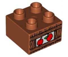 Duplo, Brick 2 x 2 with Apples in Crate Pattern