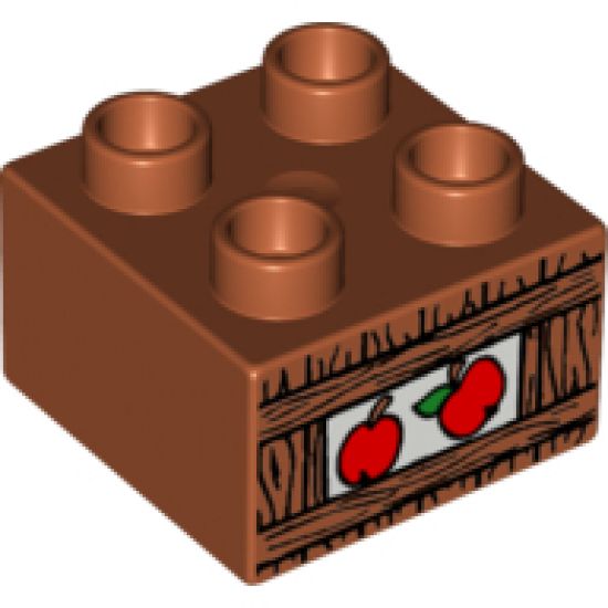 Duplo, Brick 2 x 2 with Apples in Crate Pattern