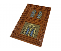 Tile, Modified 10 x 16 with Studs on Edges and Bar Handles with Brick Walls and Stained Glassed Windows Pattern (Stickers) - Set 76382