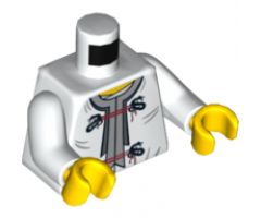 Torso Ninjago Dragon Clasps and Red Ties Front and Dragon Back Pattern / White Arms / Yellow Hands