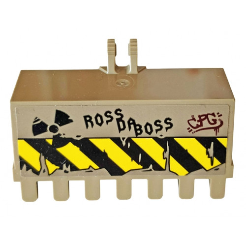 Vehicle Digger Bucket 7 Teeth 3 x 6 with Locking 2 Finger Hinge with 'ROSS DA BOSS', 'CPG' and Nuclear Symbol Pattern (Sticker) - Set 76078