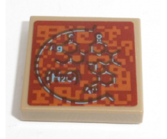Tile 2 x 2 with Aromatic Hydrocarbon Chemical Formula and 'H2O' Pattern (Sticker) - Sets 60226 / 60228