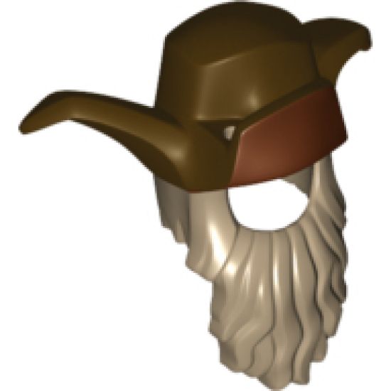 Minifigure, Hair Combo, Hair with Hat, Bushy with Beard Long with White at Temples and Hat with 3 Flaps Pattern