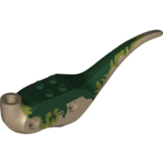 Animal, Body Part Dinosaur Middle Raptor with Dark Green Top and Olive Green Markings Pattern