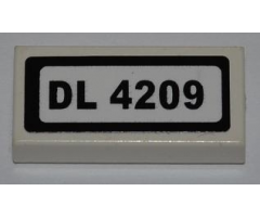 Tile 1 x 2 with 'DL 4209' Pattern (Sticker) - Set 4209