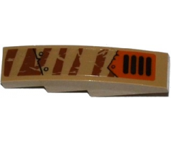 Slope, Curved 4 x 1 with Tiger Stripes, Armor Plates, Rivets and Grille Pattern Model Right Side (Sticker) - Set 70220