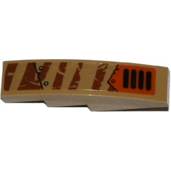 Slope, Curved 4 x 1 with Tiger Stripes, Armor Plates, Rivets and Grille Pattern Model Right Side (Sticker) - Set 70220