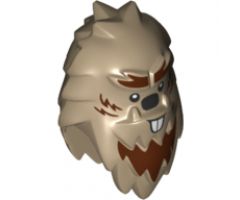 Minifigure, Head, Modified Yeti with Shaggy Hair and Reddish Brown Fur and Beaver Teeth Pattern