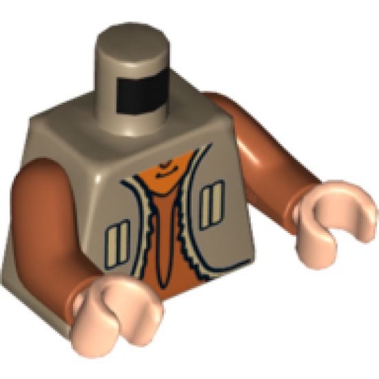 Torso Vest with Vertical Pockets, Dark Orange Undershirt and Bird Logo on Back Pattern (SW Ezra Bridger) / Dark Orange Arms / Light Nougat Hands
