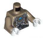 Torso Light Bluish Gray Scaled Armor, Copper Key Pendants and Blue Round Jewel (Chi) Pattern / Dark Tan Arms / White Hands