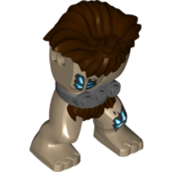 Body Giant, Mammoth with 3 Studs and Reddish Brown Mane Pattern
