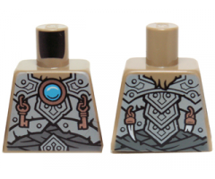 Torso Light Bluish Gray Scaled Armor, Copper Key Pendants and Blue Round Jewel (Chi) Pattern