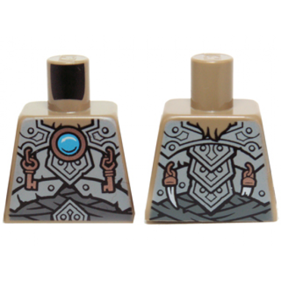 Torso Light Bluish Gray Scaled Armor, Copper Key Pendants and Blue Round Jewel (Chi) Pattern