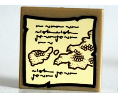 Tile 2 x 2 with Map Gondor Pattern (Sticker) - Set 10237