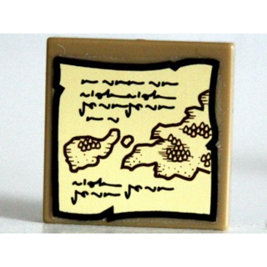 Tile 2 x 2 with Map Gondor Pattern (Sticker) - Set 10237