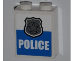 Brick 1 x 2 x 2 with Inside Stud Holder with Silver Police Badge and 'POLICE' Pattern (Sticker) - Set 4440